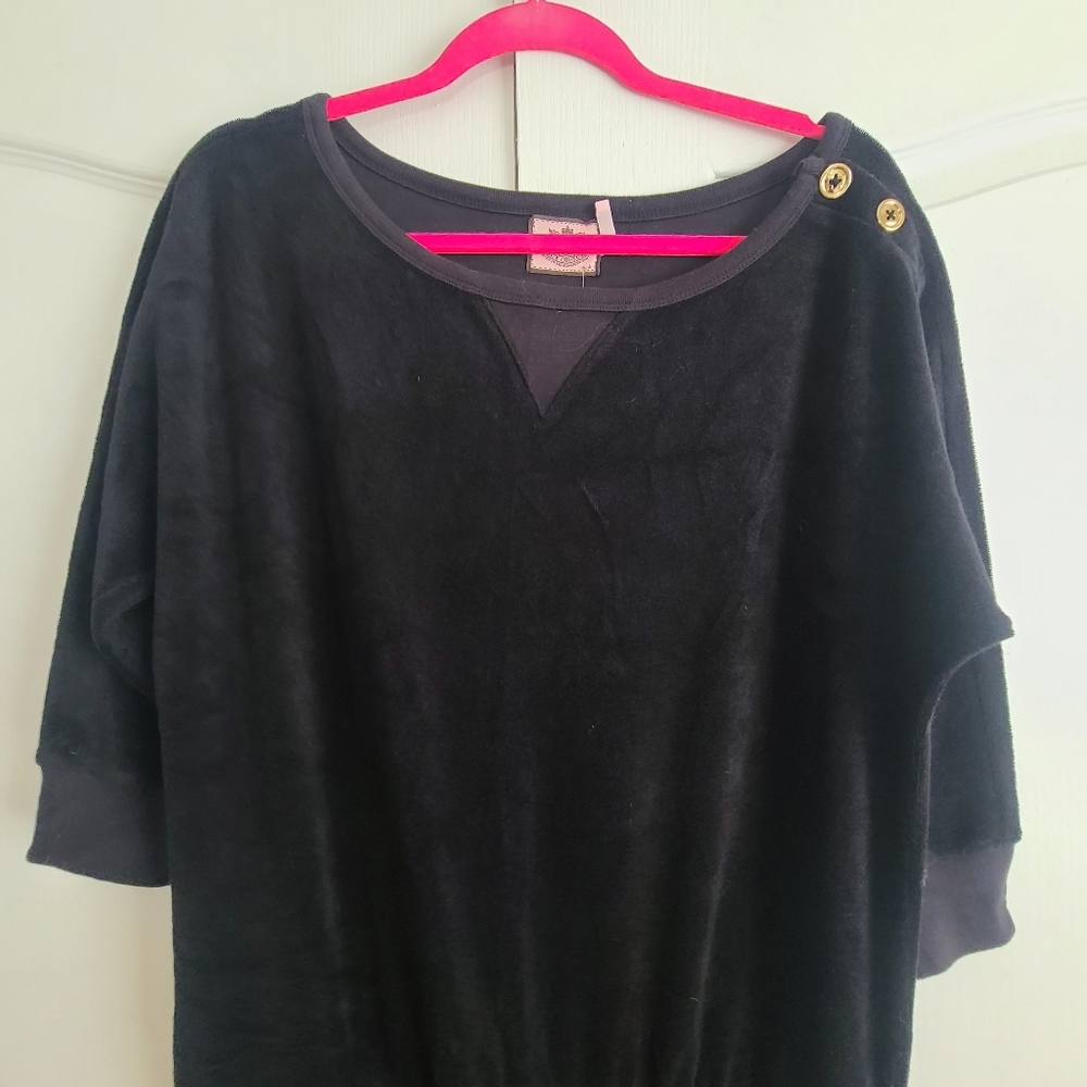 NWT Womens Juicy Couture Black Terry One Piece Romper Jumpsuit Size Large - Picture 3 of 8
